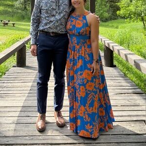 Blue and Orange Floral Dress